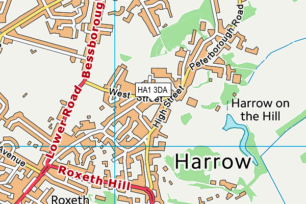 HA1 3DA map - OS VectorMap District (Ordnance Survey)