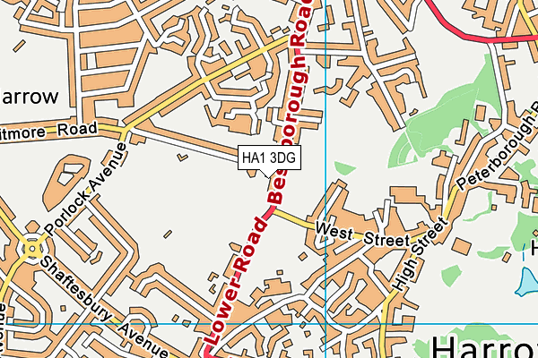 HA1 3DG map - OS VectorMap District (Ordnance Survey)