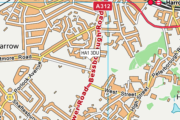 HA1 3DU map - OS VectorMap District (Ordnance Survey)