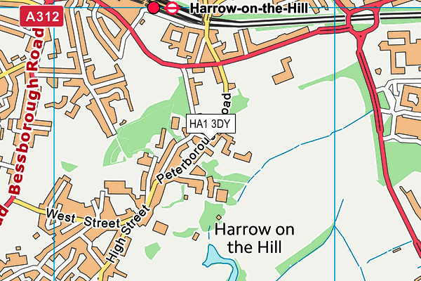 HA1 3DY map - OS VectorMap District (Ordnance Survey)