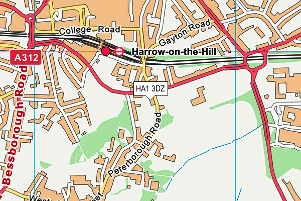 HA1 3DZ map - OS VectorMap District (Ordnance Survey)