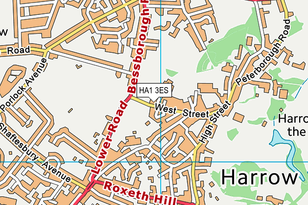 Harrow School (Bessbourough Ground) map (HA1 3ES) - OS VectorMap District (Ordnance Survey)