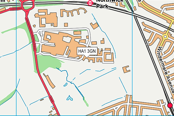 HA1 3GN map - OS VectorMap District (Ordnance Survey)