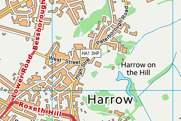 Harrow School map (HA1 3HP) - OS VectorMap District (Ordnance Survey)