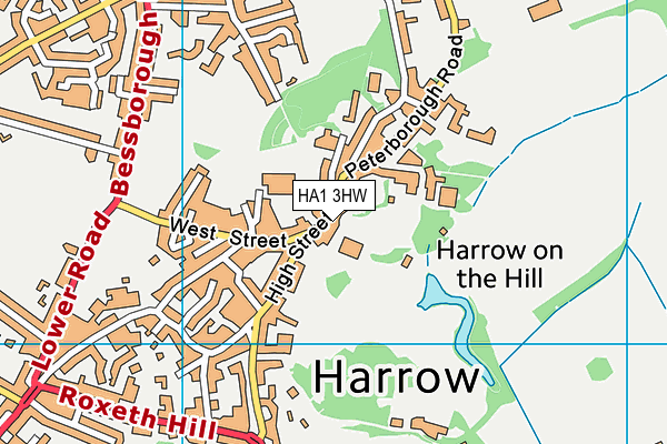 HA1 3HW map - OS VectorMap District (Ordnance Survey)