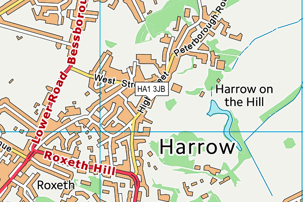 HA1 3JB map - OS VectorMap District (Ordnance Survey)