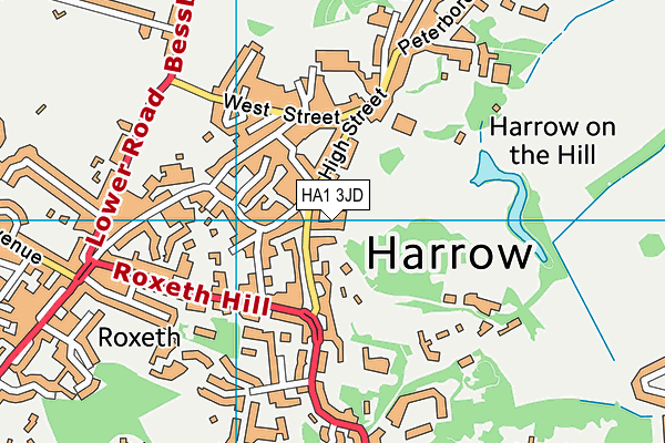 HA1 3JD map - OS VectorMap District (Ordnance Survey)