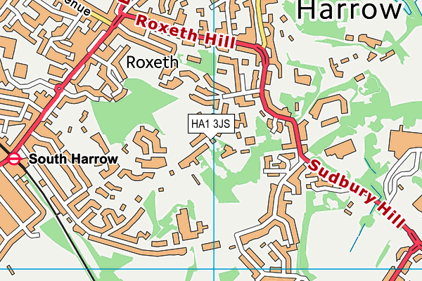 HA1 3JS map - OS VectorMap District (Ordnance Survey)