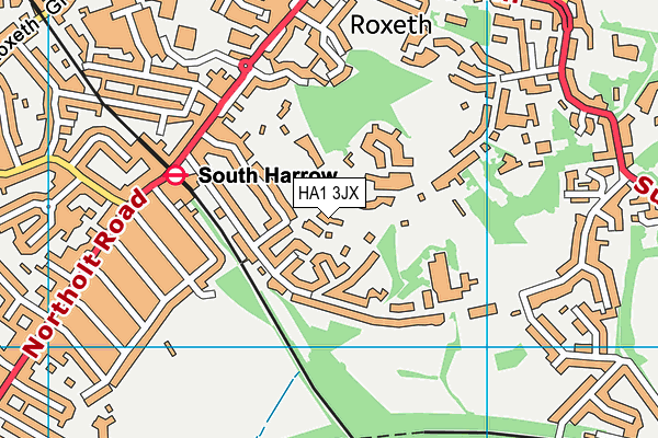 HA1 3JX map - OS VectorMap District (Ordnance Survey)