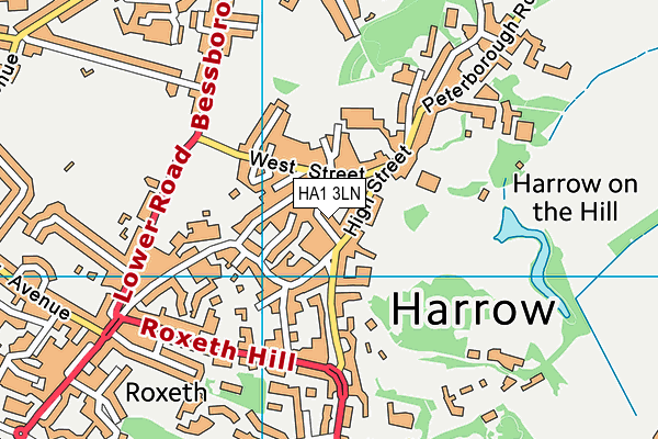 HA1 3LN map - OS VectorMap District (Ordnance Survey)