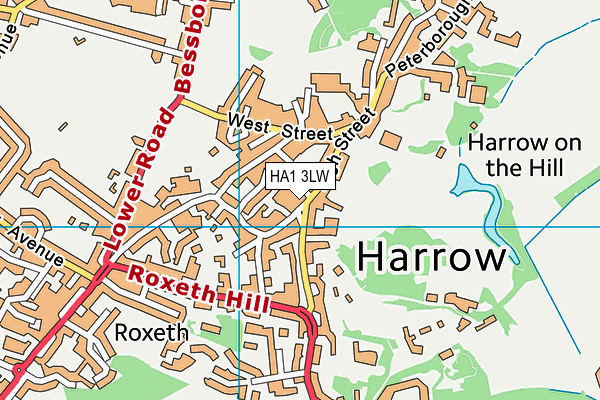 HA1 3LW map - OS VectorMap District (Ordnance Survey)