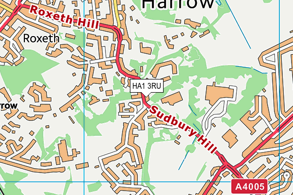 HA1 3RU map - OS VectorMap District (Ordnance Survey)