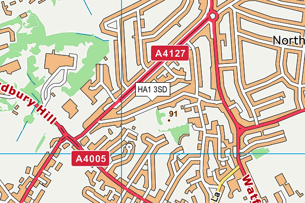 HA1 3SD map - OS VectorMap District (Ordnance Survey)