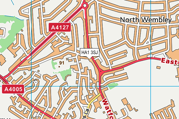 HA1 3SJ map - OS VectorMap District (Ordnance Survey)