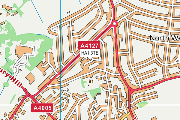 HA1 3TE map - OS VectorMap District (Ordnance Survey)