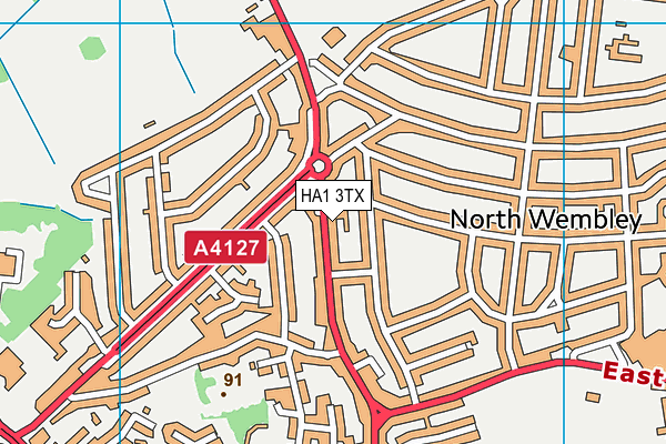 HA1 3TX map - OS VectorMap District (Ordnance Survey)