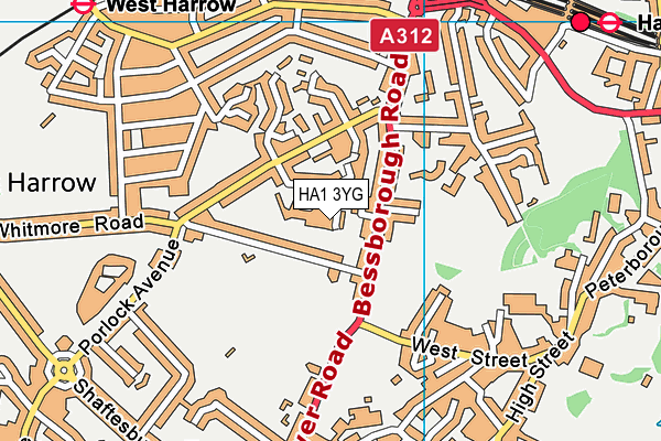 HA1 3YG map - OS VectorMap District (Ordnance Survey)