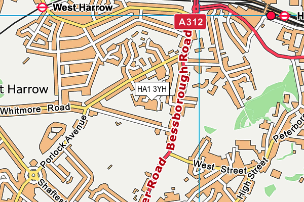 HA1 3YH map - OS VectorMap District (Ordnance Survey)