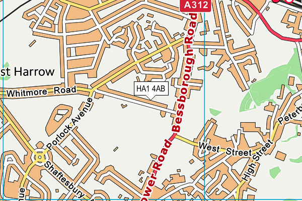 HA1 4AB map - OS VectorMap District (Ordnance Survey)