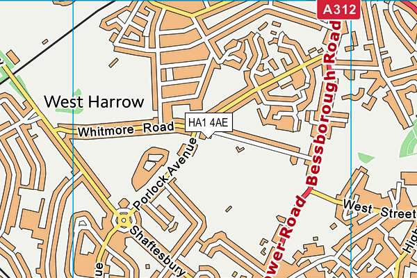 HA1 4AE map - OS VectorMap District (Ordnance Survey)