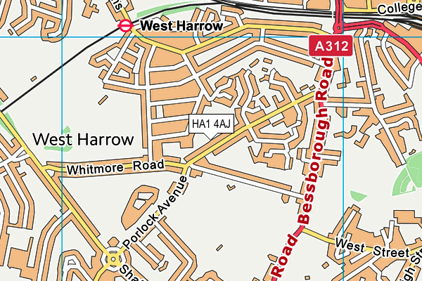 HA1 4AJ map - OS VectorMap District (Ordnance Survey)