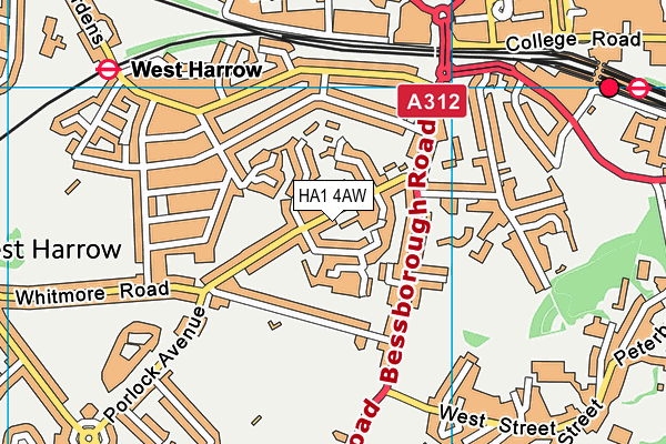 HA1 4AW map - OS VectorMap District (Ordnance Survey)