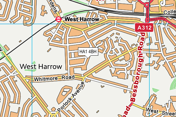 HA1 4BH map - OS VectorMap District (Ordnance Survey)