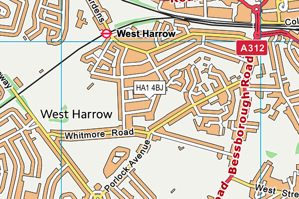 HA1 4BJ map - OS VectorMap District (Ordnance Survey)