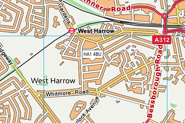 HA1 4BU map - OS VectorMap District (Ordnance Survey)