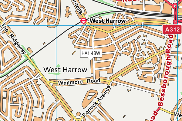 HA1 4BW map - OS VectorMap District (Ordnance Survey)