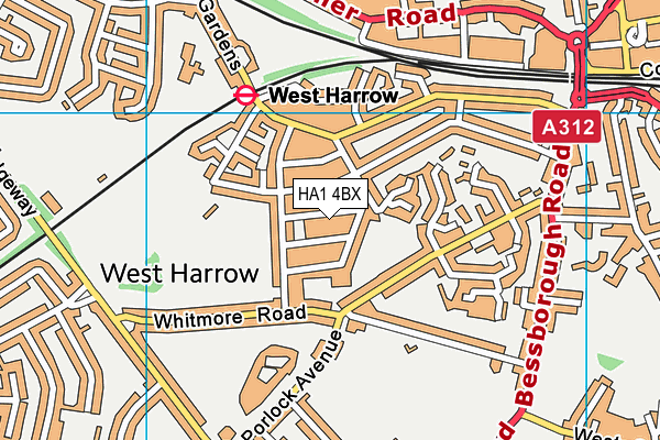 HA1 4BX map - OS VectorMap District (Ordnance Survey)