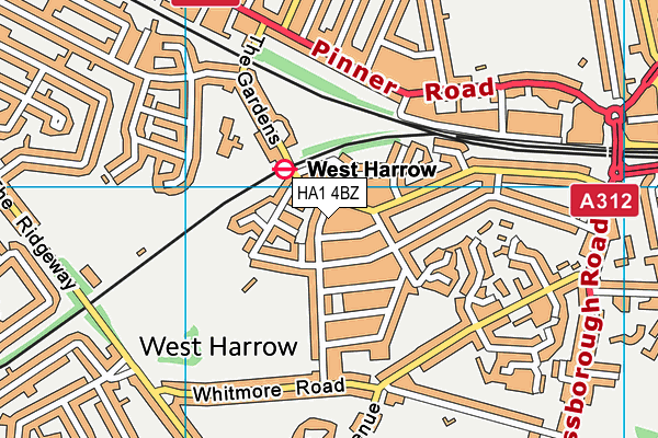 HA1 4BZ map - OS VectorMap District (Ordnance Survey)