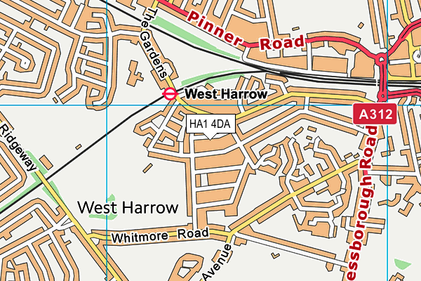 HA1 4DA map - OS VectorMap District (Ordnance Survey)
