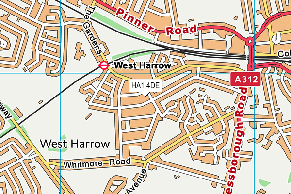 HA1 4DE map - OS VectorMap District (Ordnance Survey)
