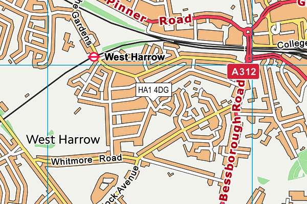 HA1 4DG map - OS VectorMap District (Ordnance Survey)
