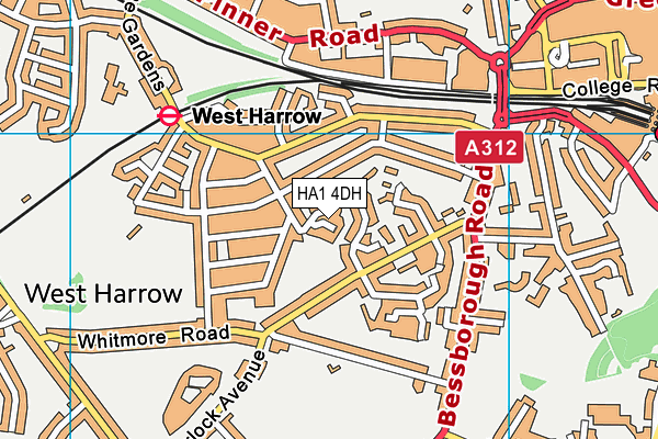 HA1 4DH map - OS VectorMap District (Ordnance Survey)