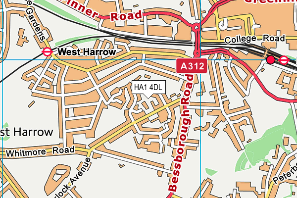 HA1 4DL map - OS VectorMap District (Ordnance Survey)