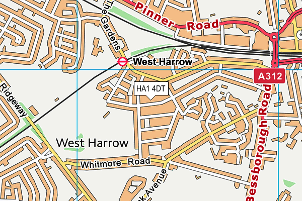 HA1 4DT map - OS VectorMap District (Ordnance Survey)