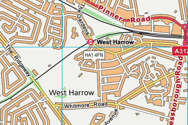 HA1 4FN map - OS VectorMap District (Ordnance Survey)