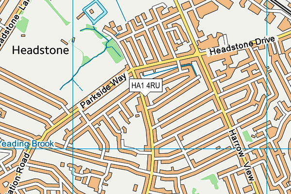 HA1 4RU map - OS VectorMap District (Ordnance Survey)