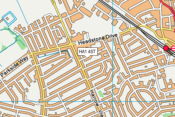 HA1 4ST map - OS VectorMap District (Ordnance Survey)
