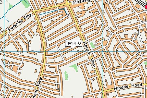 HA1 4TG map - OS VectorMap District (Ordnance Survey)