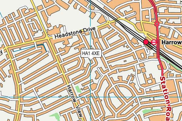 HA1 4XE map - OS VectorMap District (Ordnance Survey)