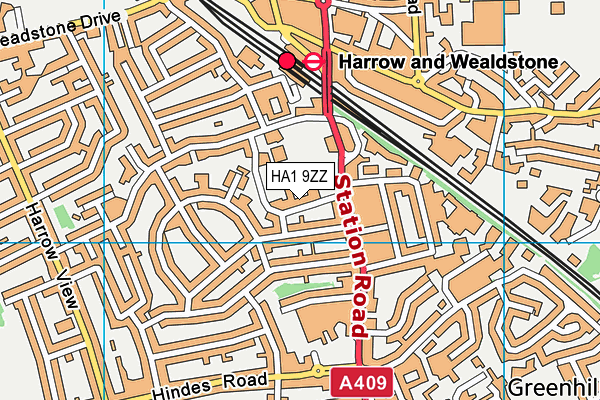 HA1 9ZZ map - OS VectorMap District (Ordnance Survey)