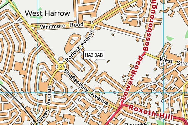 HA2 0AB map - OS VectorMap District (Ordnance Survey)