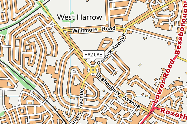 HA2 0AE map - OS VectorMap District (Ordnance Survey)