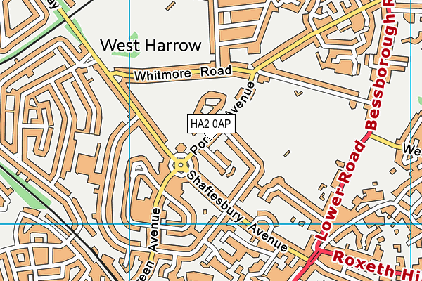HA2 0AP map - OS VectorMap District (Ordnance Survey)