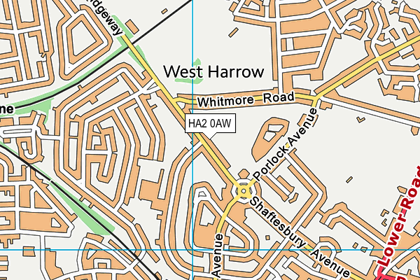 HA2 0AW map - OS VectorMap District (Ordnance Survey)