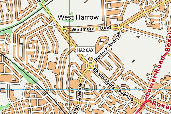 HA2 0AX map - OS VectorMap District (Ordnance Survey)