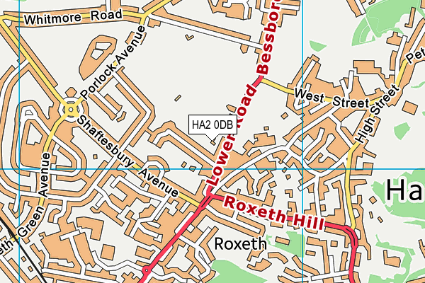 HA2 0DB map - OS VectorMap District (Ordnance Survey)